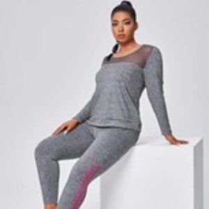 Plus Fishnet Panel Sports Top & Leggings